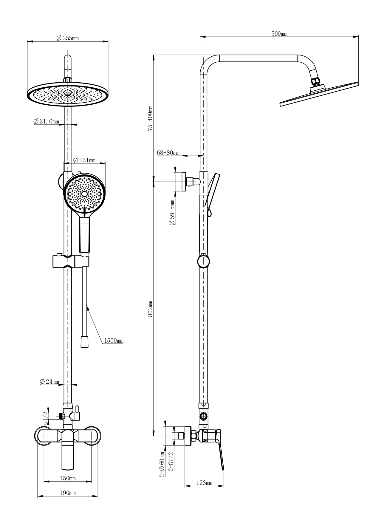 Душевая система WONZON & WOGHAND, Брашированное золото (WW-B3200-BG)