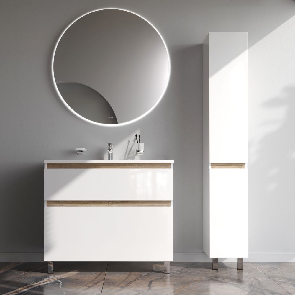 M85AFSX1002WG X-Joy, База под раковину, напольная, 100 см, 2 ящика, белый глянец