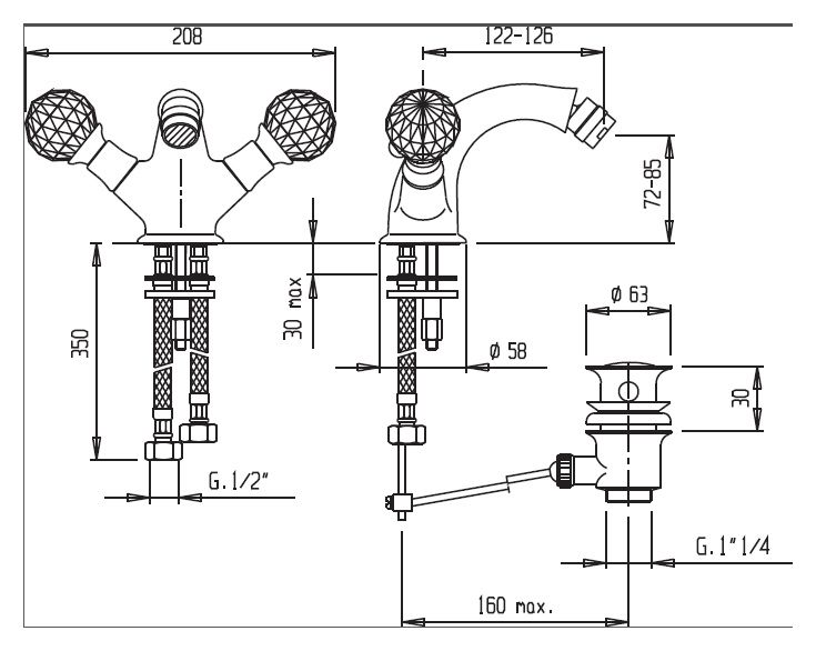 Смеситель для биде Cezares Atlantis ATLANTIS-BS1-01-Sw Хром кристаллы Swarovski