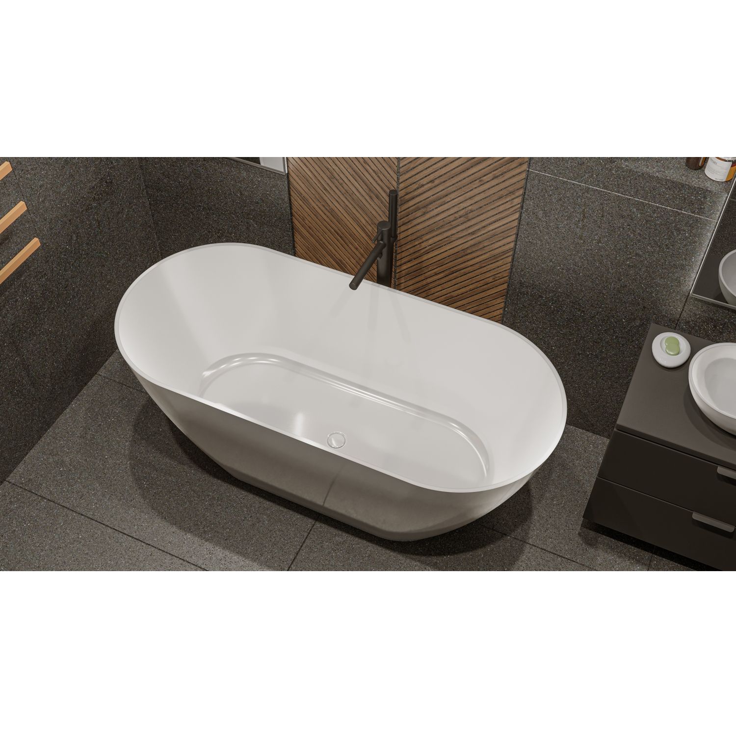 Ванна WHITECROSS Coral A 165x75 (белый глянец) иск. камень