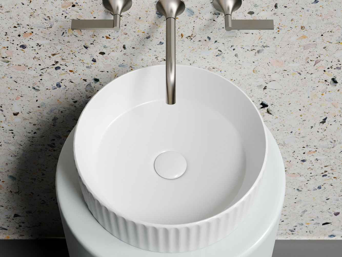 Умывальник чаша накладная круглая (цвет Белый Матовый) Элемент (Element) 360x360x115мм, артикул CN6057MW