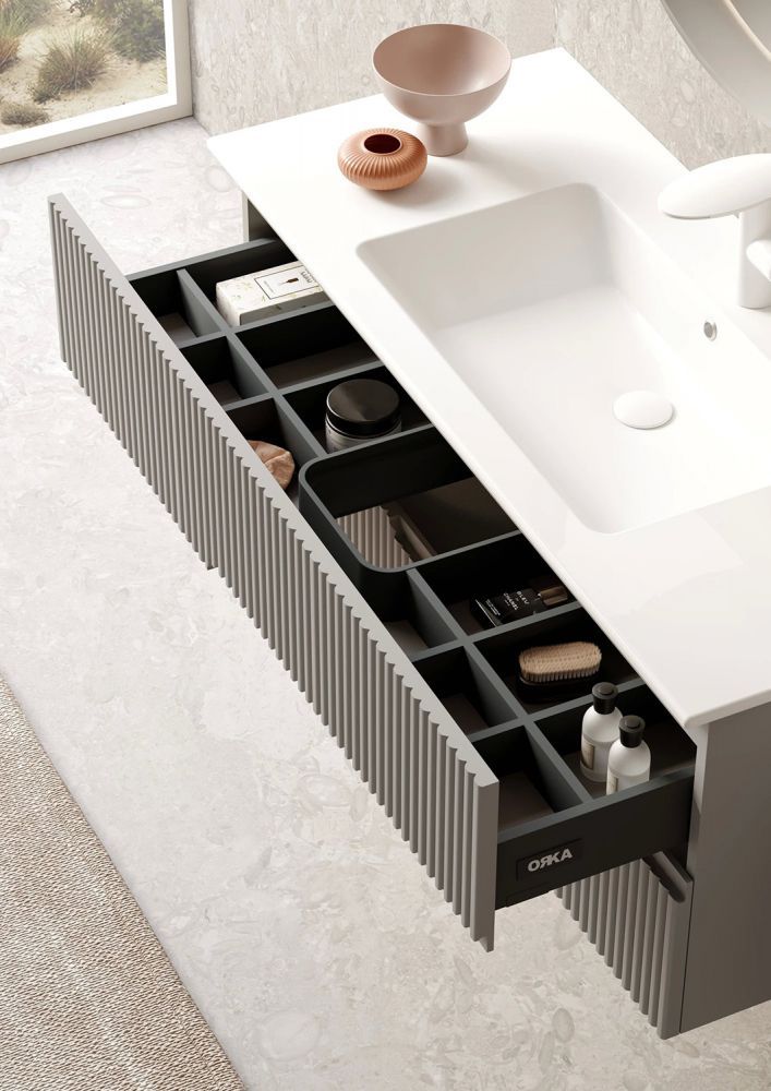 Тумба с раковиной ORKA Moonlight 90 подвесная, бежевый матовый