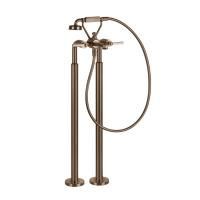 GESSI VENTI20 Смеситель для ванны напольный, двухвентильный, с ручным душем и шлангом 1500 мм., внешняя часть, цвет Copper Brushed PVD