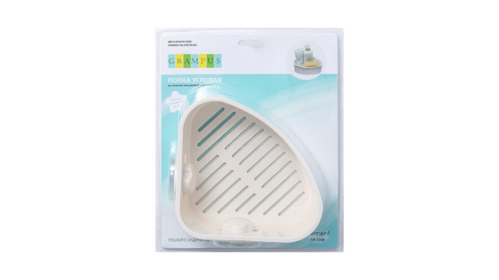 Полочка угловая одноэтажная Grampus Element, GR-3308, белая, артикул GR-3308