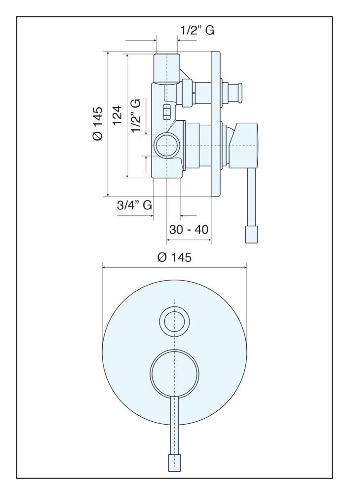 Emmevi Eden, однорычажный встраиваемый смеситель для душа с дивертером на 2 выхода, цвет черный матовый, артикул 71019/NEO