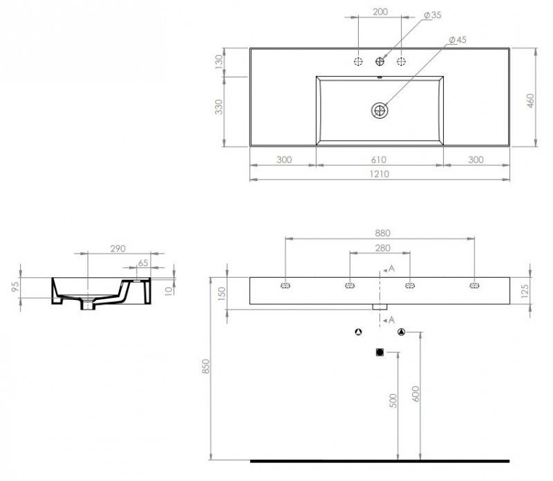Керамическая раковина TWENTY 120 см