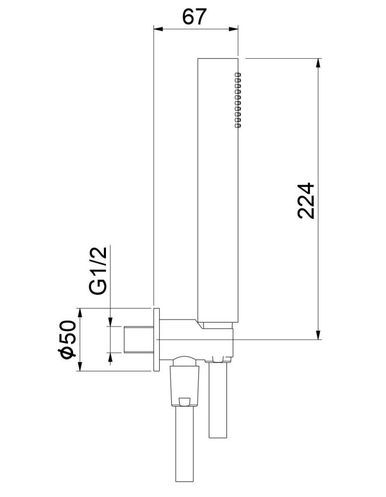 Fiore Shower, набор для душа: 1-режимный ручной душ, шланг 150 см, держатель ручного душа с водоотводом, цвет белый матовый, артикул 30BB8786