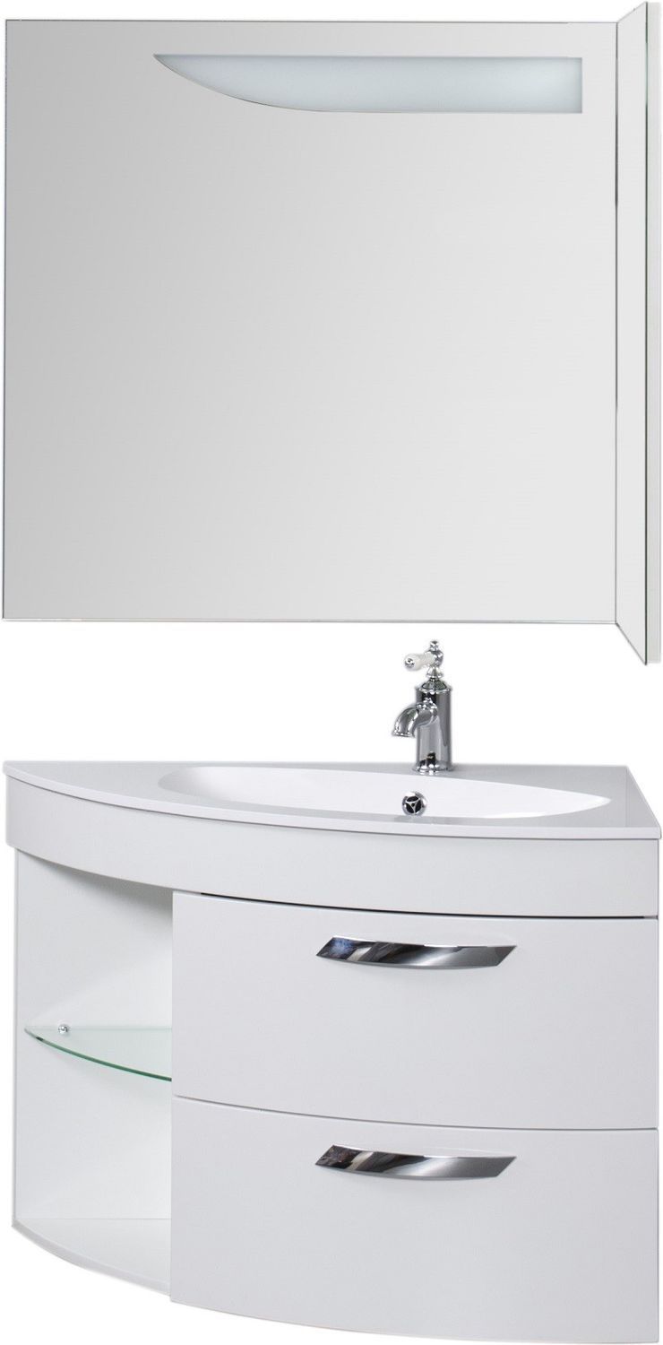 Тумба для ванной без раковины De Aqua Трио 90 Люкс R белая Тумба для ванной без раковины De Aqua Трио 90 Люкс R белая