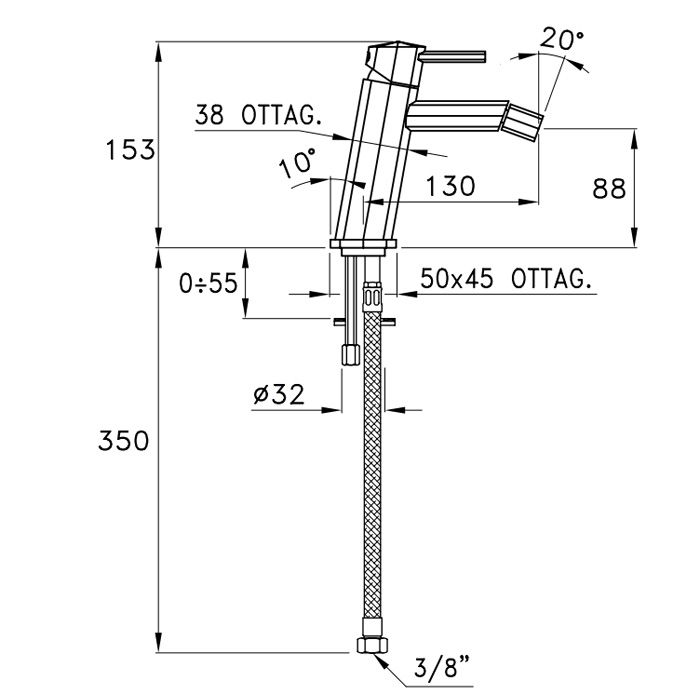 Stella Firenze Смеситель для биде на 1 отверстие 3602MC, цвет: хром