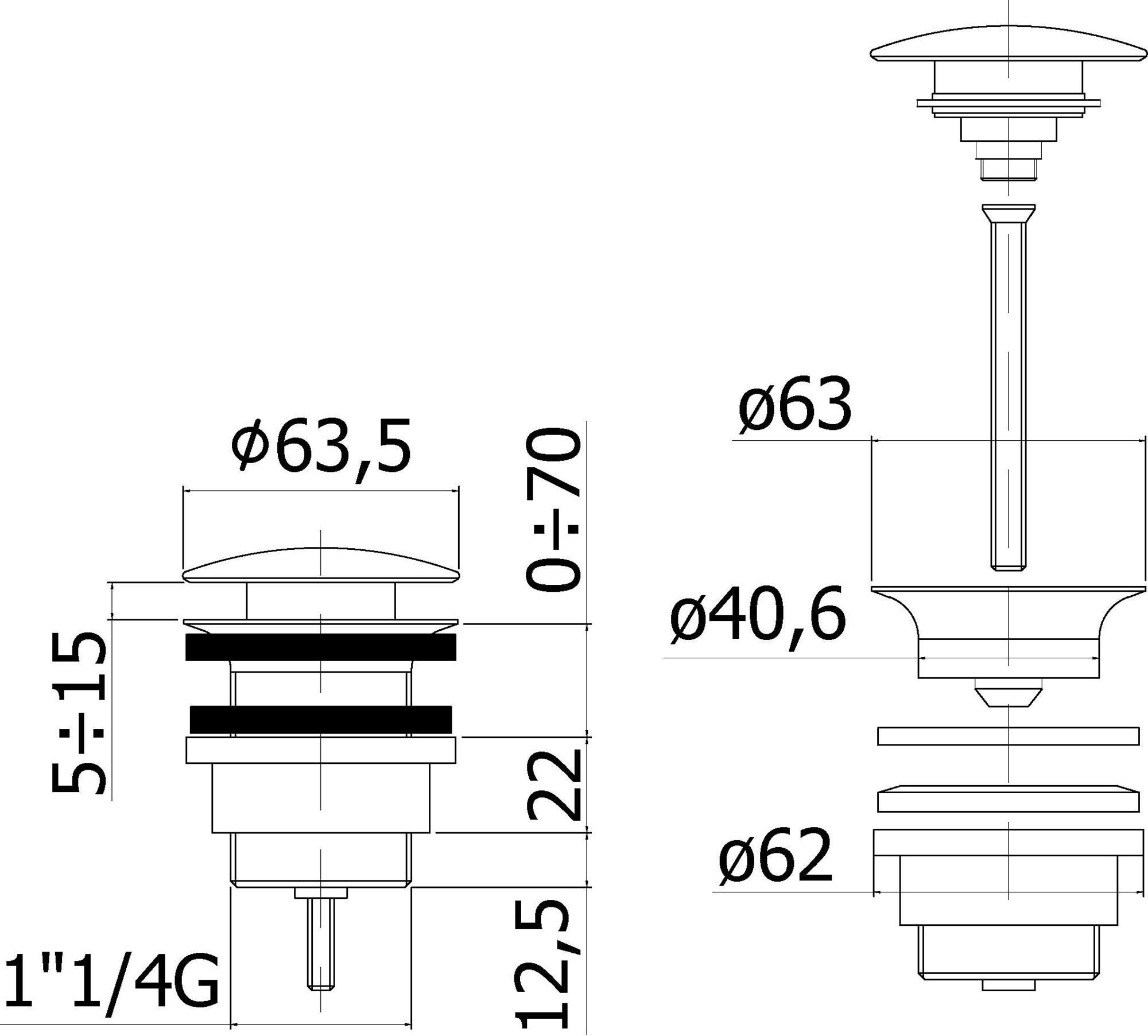 Донный клапан Paffoni ZSCA050HGSP Донный клапан Paffoni ZSCA050HGSP