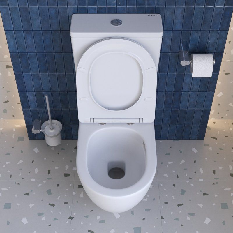 SFERA-TOR Чаша унитаза безободкового со смывом "Торнадо" с сиденьем дюропласт soft close, P-trap, BB2141CP-TOR/SC, артикул BB2141CP-TOR/SC