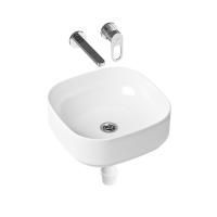 Комплект 3 в 1 Lavinia Boho Bathroom Sink Slim 21510164, накладная фарфоровая раковина 40 см, встраиваемый смеситель со скрытым механизмом, пластиковый сифон