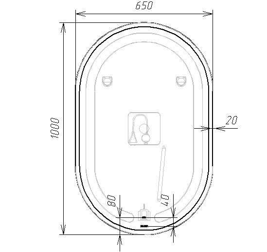 Зеркало VIANT "Марсель" 65х100 LED подсветка  (VMAR65100-ZLED), артикул VMAR65100-ZLED