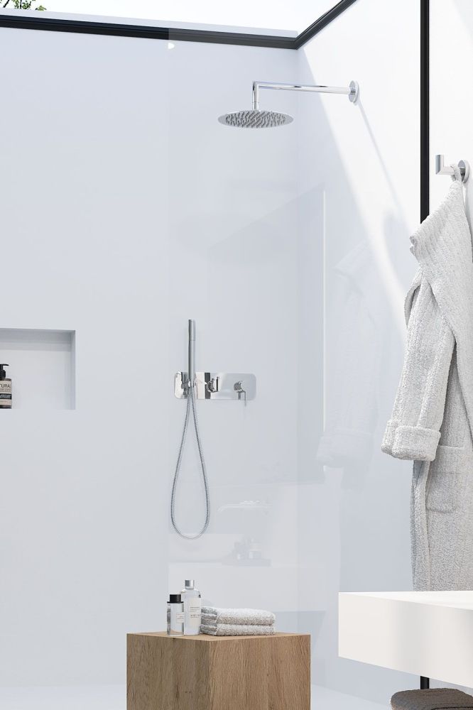 AQG Urban Flow, душевой комплект ER234 на 2-3 потребителя, с настенным кронштейном, цвет хром, артикул 19URFER23402