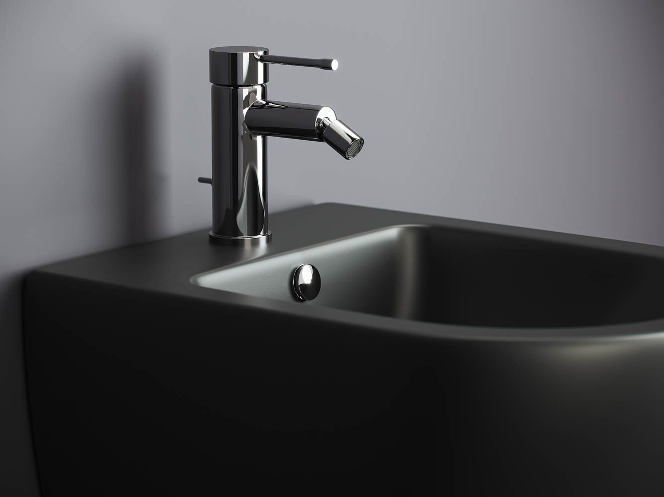 Подвесное биде Metropol, 1 отверстие под смеситель, с крепежом, черный матовый