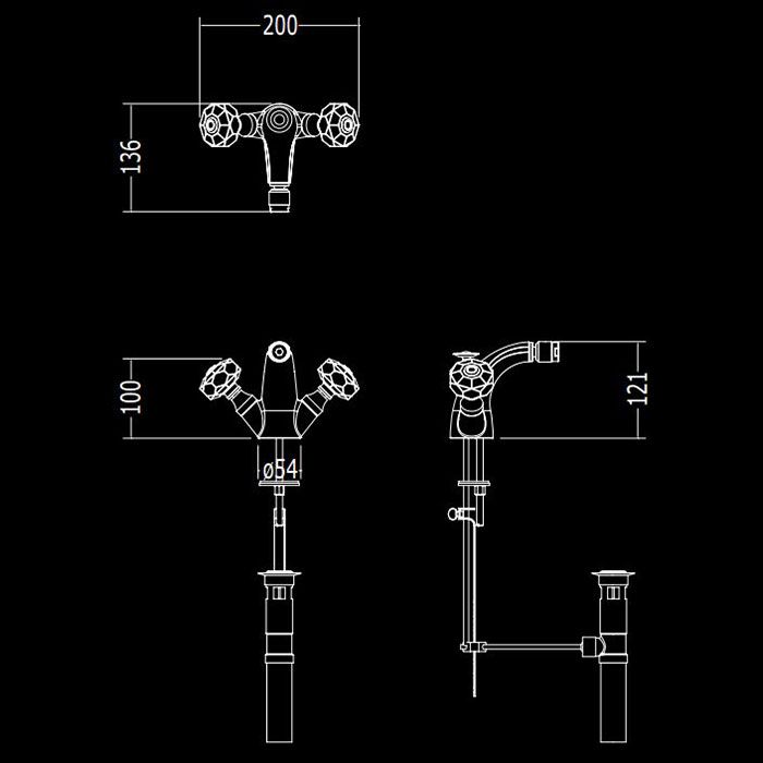 Devon&Devon Excelsior King Смеситель для биде на 1 отв., донный клапан, цвет: блестящий никель., артикул EXC-KN110NK