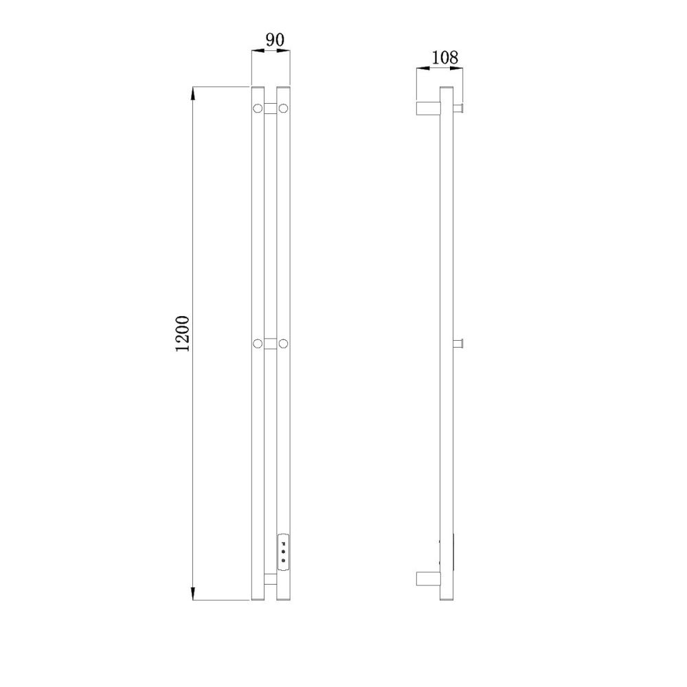 Полотенцесушитель электрический RAGLO R350.12.03 настенный сенсорный узкий с терморегулятором, сатин золотой, артикул R350.12.03