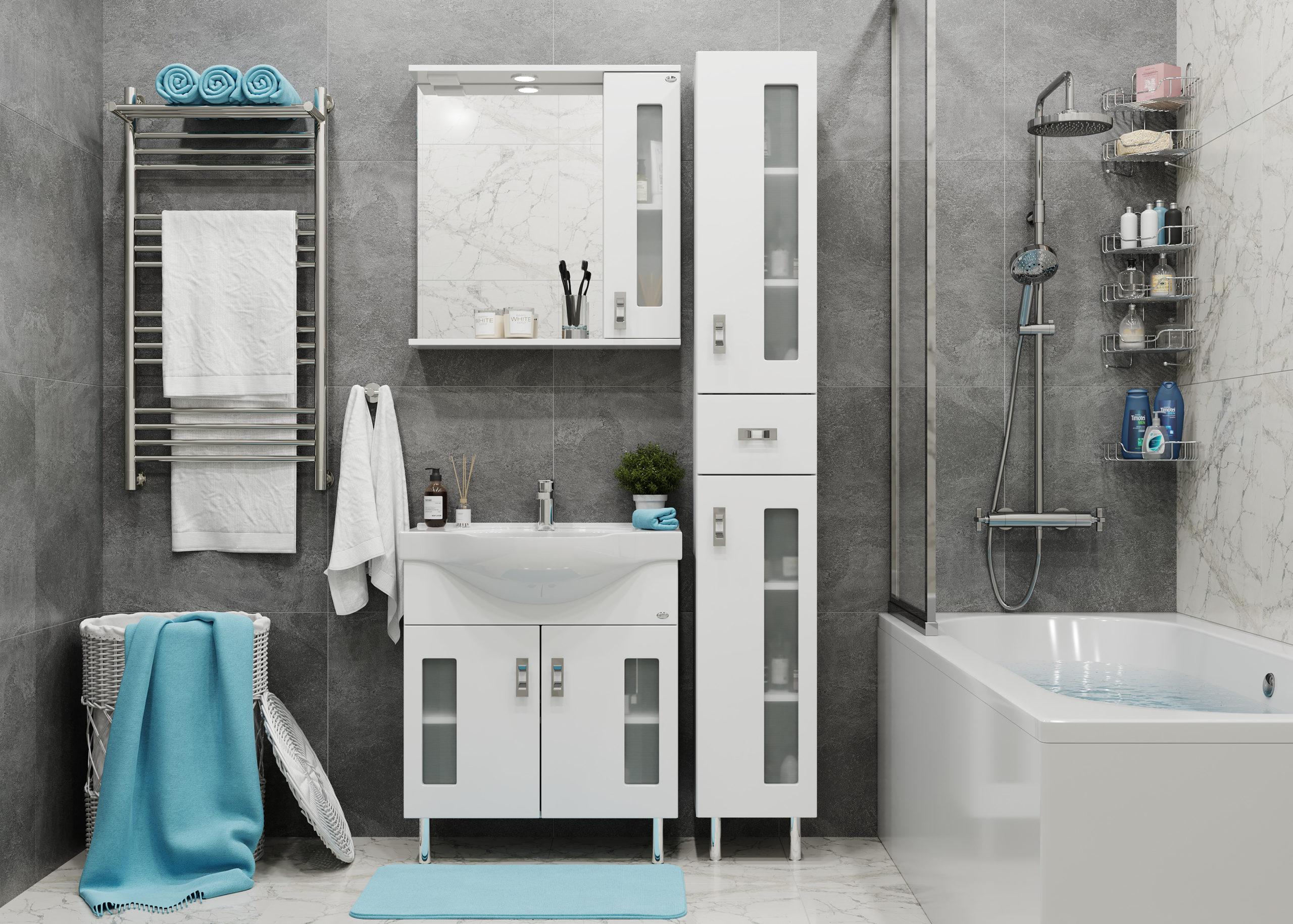 Тумба Onika Кристалл 70 напольная, белая (ум. Erica 70)