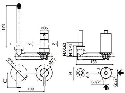 Смеситель для раковины Paffoni Light LIG105HGSP70 (с внутренней частью) золото медовое брашированное