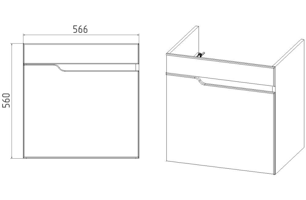 Тумба VIANT "Куба" 1 ств подвесная 430x560x560 под раковину .S-UM-COM60/1-w (COMO 60) (VKUB60CO-T1STP), артикул VKUB60CO-T1STP