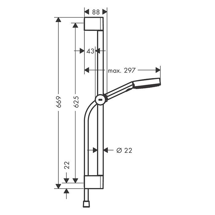 HANSGROHE PULSIFY Душевой набор с штангой 650 мм., ручным душем Ø105 мм. 3jet Relaxation и шлангом 1600 мм., цвет хром HANSGROHE PULSIFY Душевой набор с штангой 650 мм., ручным душем Ø105 мм. 3jet Relaxation и шлангом 1600 мм., цвет хром