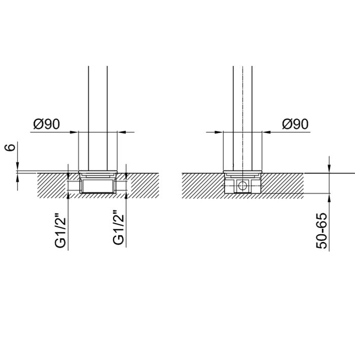 Внутрення часть, Fantini, назначение-смеситель для раковины напольный, стандарт подвода воды-1/2"
