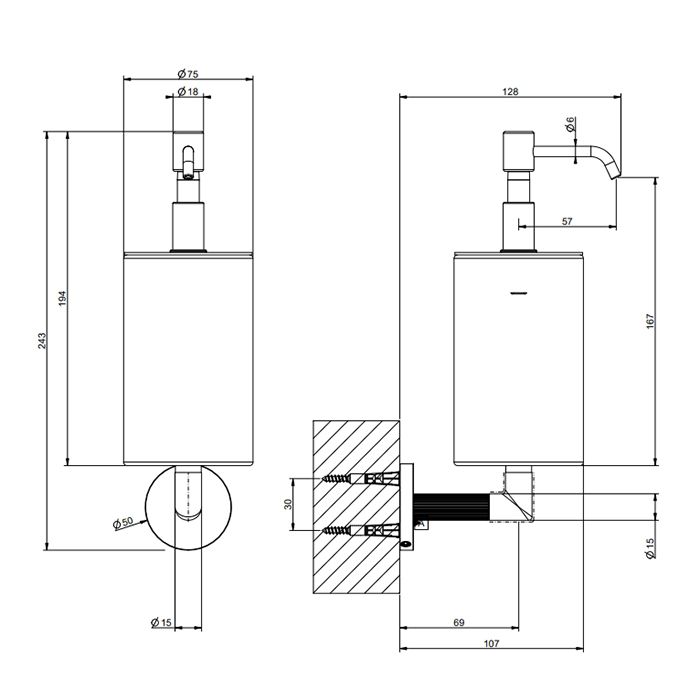 Gessi Ingranaggio Дозатор для жидкого мыла настенный черный, отделка Black Metal Brushed PVD