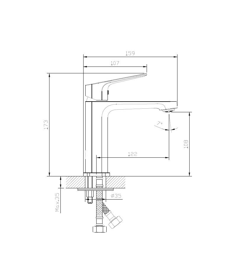 Смеситель для раковины DQ Frankfurt хром (DA1732101), артикул DA1732101