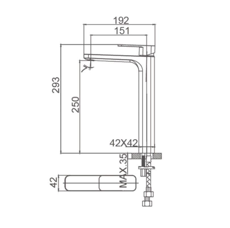 Смеситель для раковины высокий WONZON & WOGHAND ARNIE, Черный матовый (WW-691104-MB)