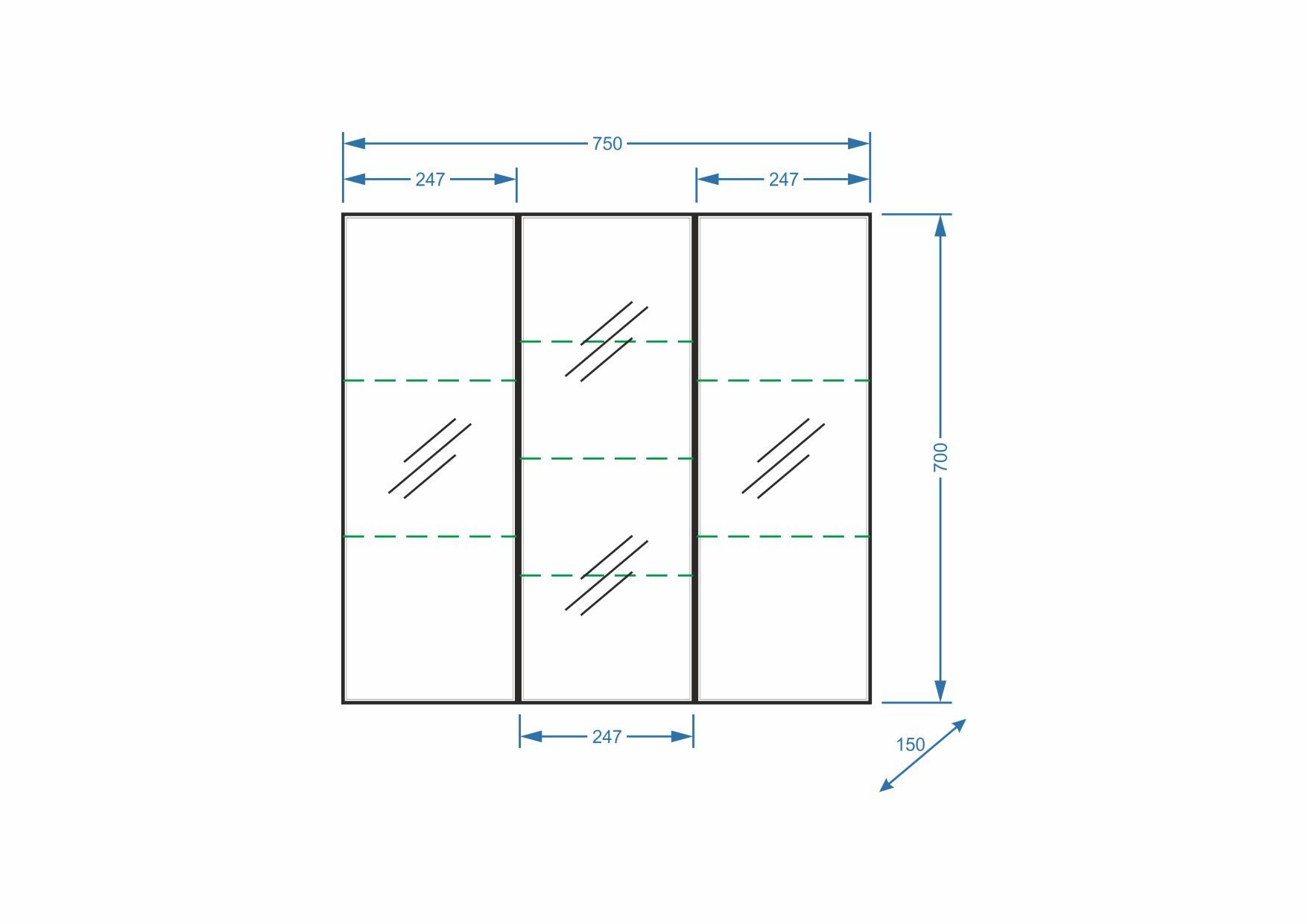 Зеркало-шкаф "Парма 75", 3 дв.