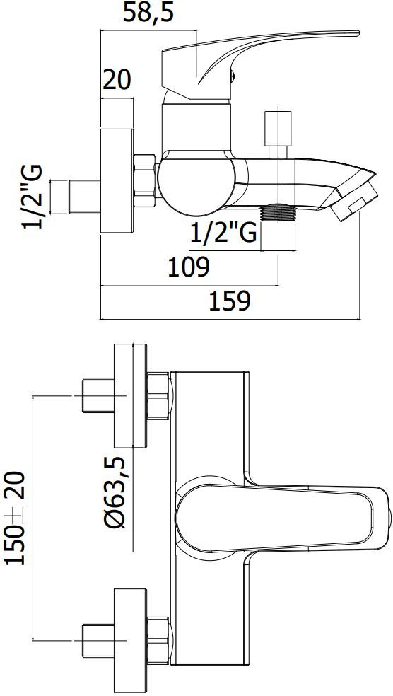 Смеситель для ванны с душем Paffoni Lime LM022CR