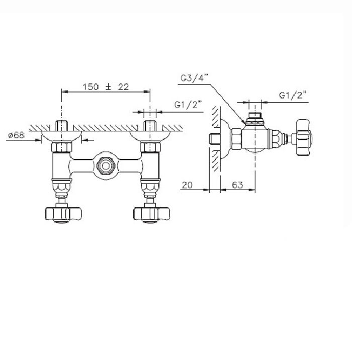 Nicolazzi P.m. Blanc Смеситель для душа на 2 отверстия, вывод сверху 1/2" (без шланга и лейки), ручки белая керамика, цвет: бронза, артикул 1425DB78