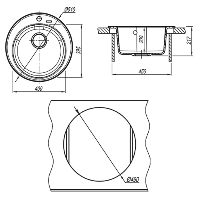 Кухонная мойка Florentina НИКОСИЯ 20.135.B0510.102, черный, артикул 20.135.B0510.102