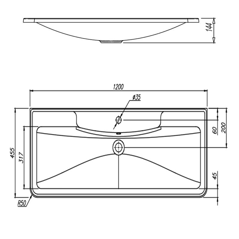 Раковина Florentina Аллегро 120 см 10.020.01200.302, антрацит, артикул 10.020.01200.302