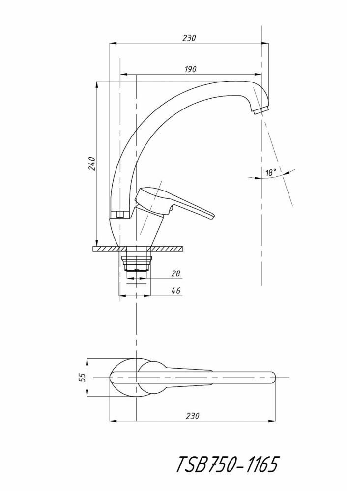 Смеситель для кухни TSARSBERG (TSB-750-1165) тип См-МОЦБА, артикул TSB-750-1165
