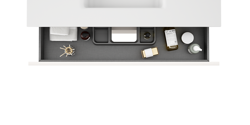 Visobath Granada, тумба 100 см, 2 ящика c черными ручками, цвет бежевый матовый лак (Cotton), артикул 70456/87605