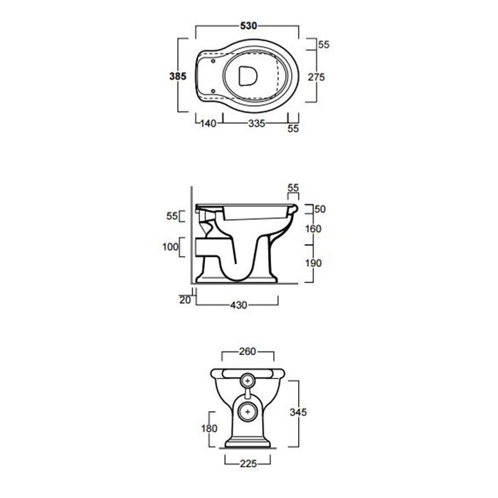 SIMAS Lante Унитаз напольный с горизонтальным сливом 38,5х53см цвет белый
