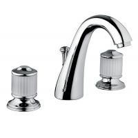 BONGIO CRISTALLO Смеситель для раковины на 3 отверстия, с донным клапаном, ручки стекло белое, цвет хром