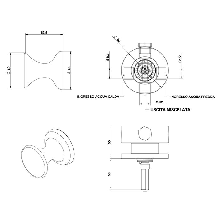 Bongio Soffi Встраиваемый прогрессивный смеситель, цвет золото