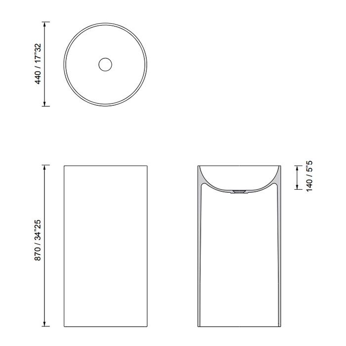 MOMA TOWER ROLL Раковина Ø440 мм., отдельностоящая, слив в пол, с донным клапаном, цвет белый матовый MOMA TOWER ROLL Раковина Ø440 мм., отдельностоящая, слив в пол, с донным клапаном, цвет белый матовый