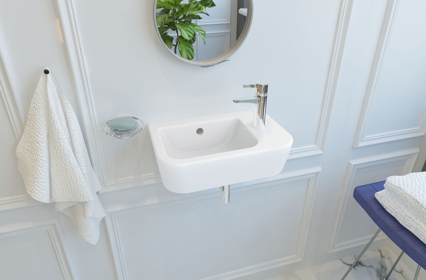 Комплект 2 в 1 Lavinia Boho One 21510498, подвесная фарфоровая раковина 37 см, смеситель