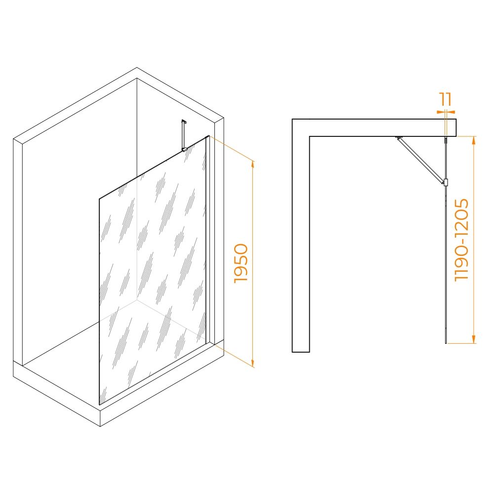 Душевая перегородка RGW WA-102 (Матовое-Сатинат, 1200)