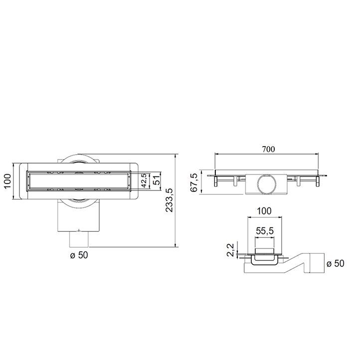 Plumberia Selection Трап душевой PS MODULAR 4x70 2устор. накладка из нерж.стали, комбинир.затвор с горизонт. Выпуском Ду 50мм,40л/мин, браш.нерж.сталь Plumberia Selection Трап душевой PS MODULAR 4x70 2устор. накладка из нерж.стали, комбинир.затвор с горизонт. Выпуском Ду 50мм,40л/мин, браш.нерж.сталь