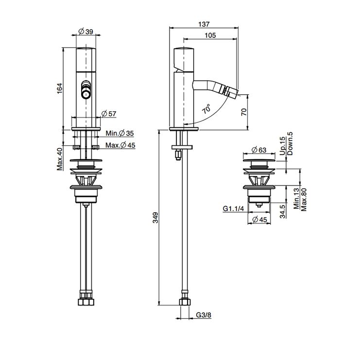 Fima Carlo Frattini So Смеситель для биде, на 1 отв., с донным клапаном, цвет: золото
