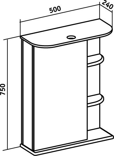 Зеркальный шкаф Runo левый Магнолия 50 (00000000607), артикул 00000000607
