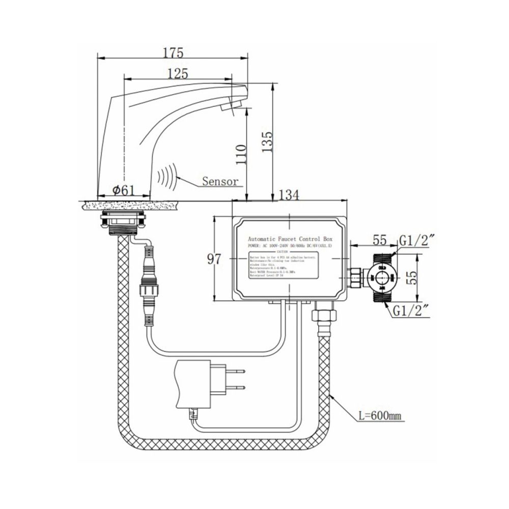 Смеситель для раковины сенсорный Raiber Sensor RSF88121, хром