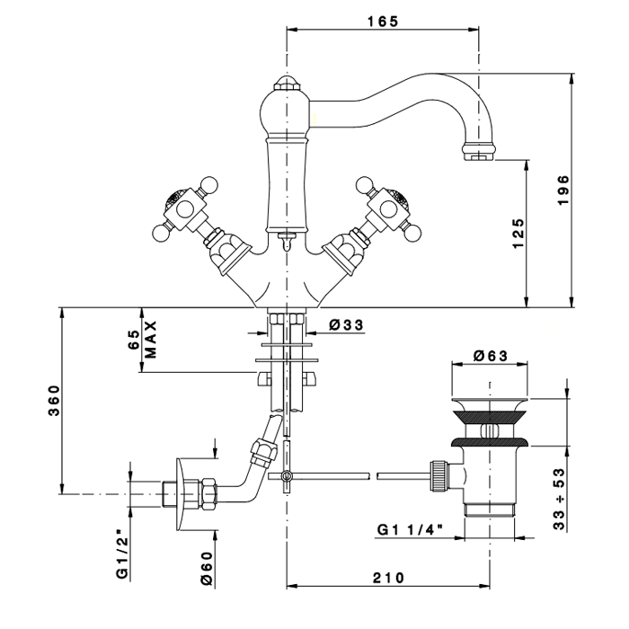 Nicolazzi Half Dome Смеситель для раковины на 1 отверстие, цвет: тёмная бронза