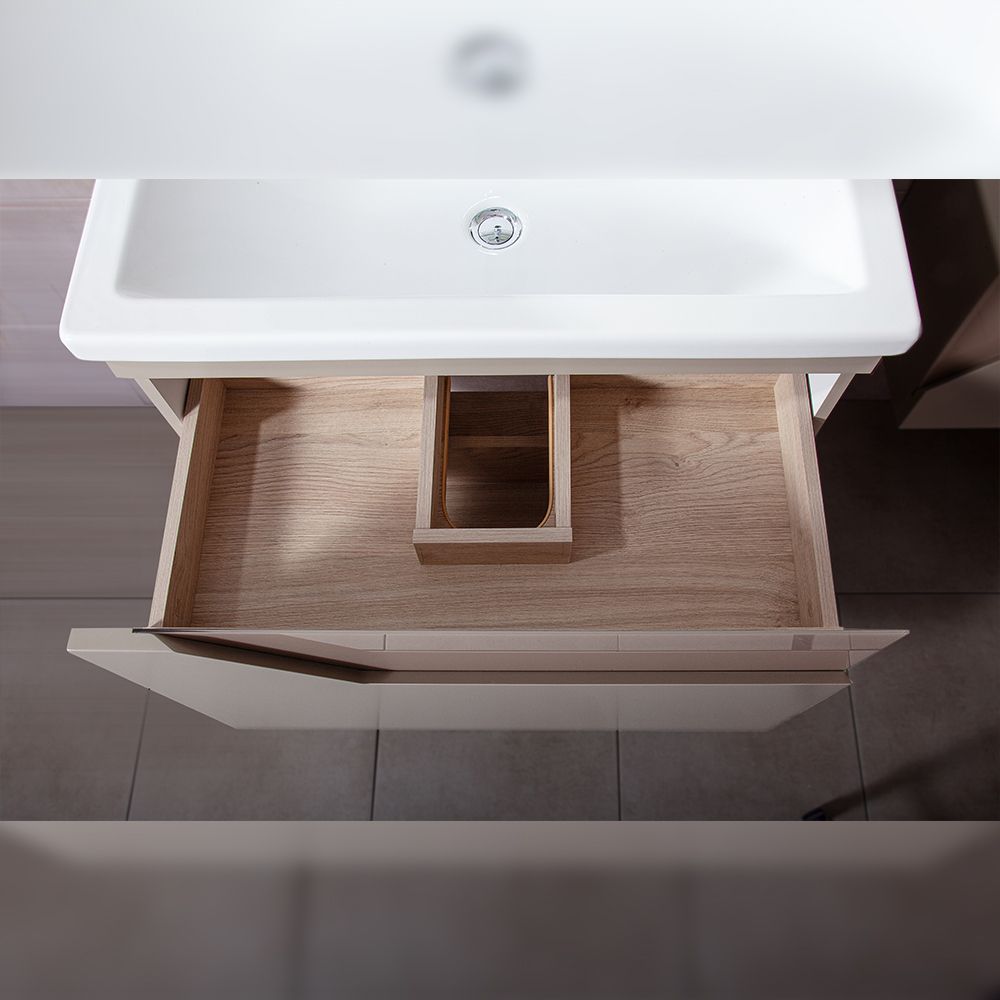 Тумба под раковину подвесная Бриклаер Брайтон бежевый, 80 см, артикул 4627125415838