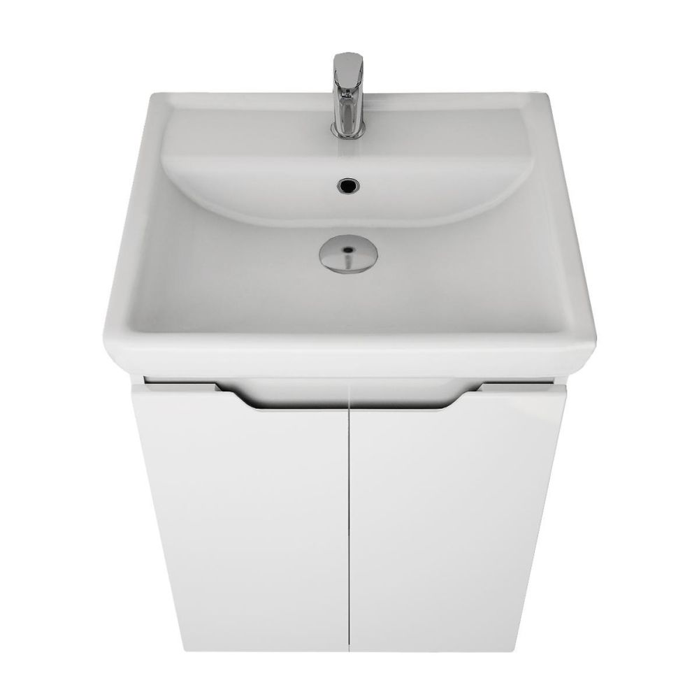 Тумба с раковиной подвесная Dreja Q Plus (D) 55 см, белый, артикул 99-1008-com