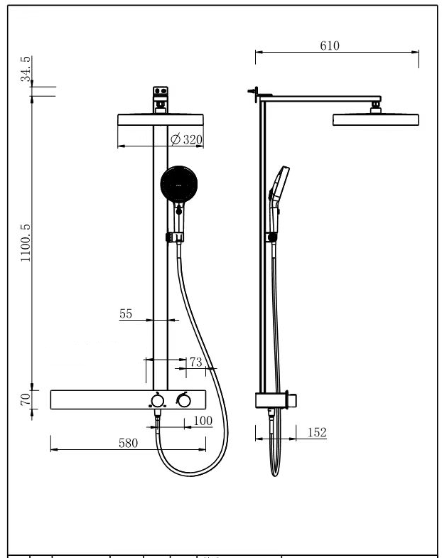 Душевая система Fmark FS45A-02, хром/черный, артикул FS45A-02